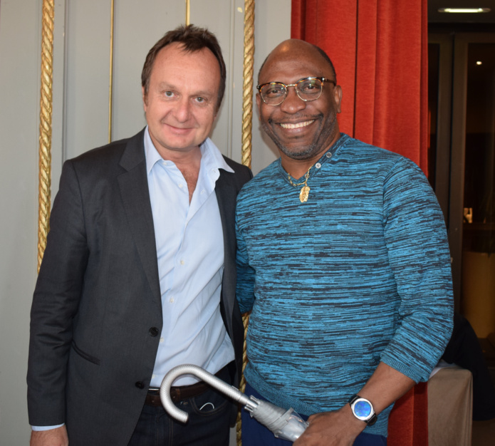 Nicolas Coppermann, président du Groupe Endemol France, et Robert Sebas, délégué de la Guyane