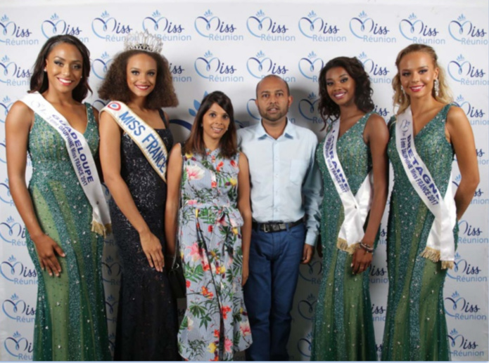 Miss France et ses dauphines avec Raziah et Hamza Mangrolia